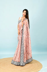 Trendy Dot Printed Soft Silk Peach Saree